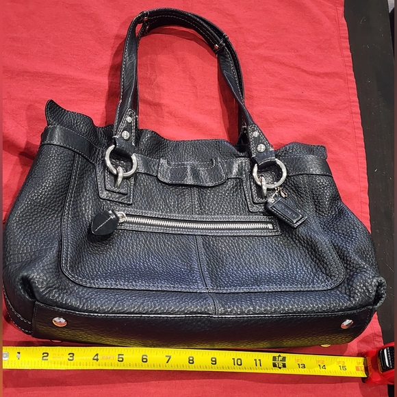 COACH | Penelope Black Handbag Shoulder Bag | Ruffle Top Pebbled Leather | Y2K - Picture 13 of 13